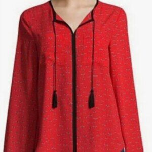 Libby Edelman Red Bee Popover Tassel Top